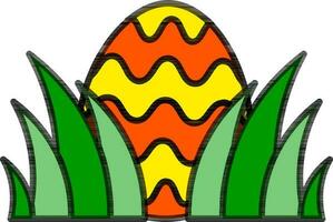 Easter Egg with Green Grass icon in flat style. vector