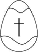 Easter Egg with Christian Egg Icon in Black Line Art. vector