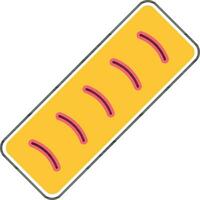 Red and Yellow Baguette or Bread icon in flat style. vector
