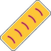 Red and Yellow Baguette or Bread icon in flat style. vector