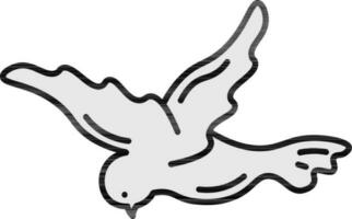 Illustration of Dove icon in grey color. vector