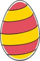 Red and Yellow stripe painted egg icon in flat style. vector