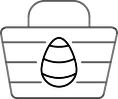 Egg Printed Basket icon in thin line art. vector
