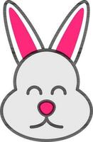 Rabbit Face icon in grey and pink color. vector