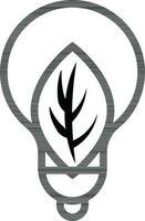 Eco idea or bio energy bulb icon in black line art. vector