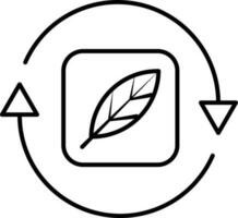 Line art Reuse leaf icon in flat style. vector