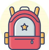 Backpack icon in red and yellow color. vector