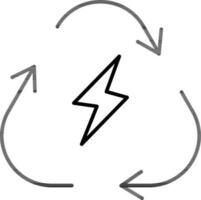 Black line art illustration of Renewable energy icon. vector