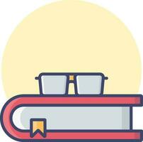 Eyeglasses on book icon in red and gray color. vector