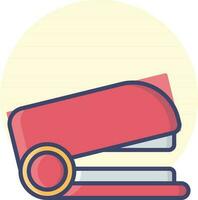 Red stapler icon on yellow circle background. vector