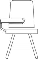 Stroke styel of school desk chair icon in illustration. vector