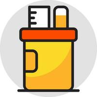 Pen Holder icon in yellow and white color. vector