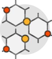 Flat Style Molecule Bond icon on grey circle shape. vector