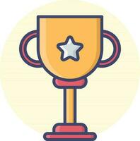 Star trophy cup icon in red and yellow color. vector