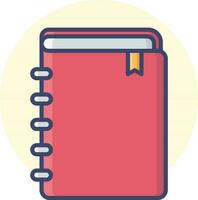 Red book icon on yellow round background. vector