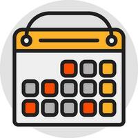 Calendar icon or symbol on grey circle shape. vector