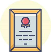 Colorful certificate frame icon in flat style. vector