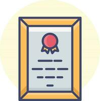 Colorful certificate frame icon in flat style. vector