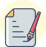 Write document paper icon on yellow circle background. vector