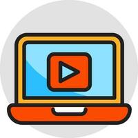 Online Video Play in Laptop Icon. vector