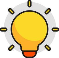 Illuminated Light Bulb icon in yellow and orange color. vector