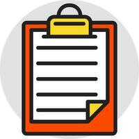 Flat Style Clipboard icon in white and orange color. vector