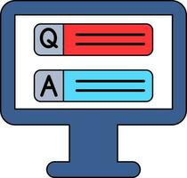 Question and Answer Message Box in Monitor Screen icon. vector