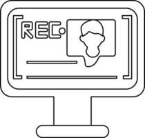 Line art illustration of Video Recording Frame in Monitor Screen icon. vector