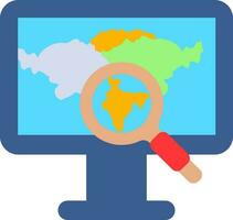 Colorful Indian Map Searching in Monitor Screen icon. vector