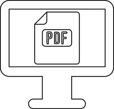 Flat style PDF file in Monitor Screen line art icon. vector