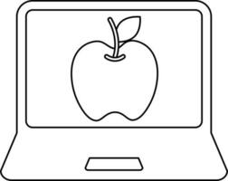 plano estilo manzana en ordenador portátil pantalla línea Arte icono. vector