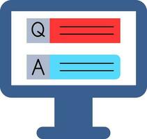 Question and Answer Message Box in Monitor Screen icon. vector