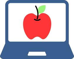 Flat style Apple in Laptop Screen icon. vector