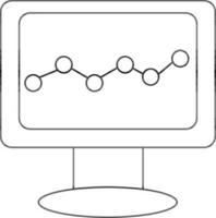 Black line art graph in computer screen. vector