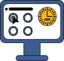 Vector illustration of Online Exam Optional Timer in Monitor Screen.