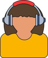 Vector illustration of Faceless Woman Wearing Headphones.