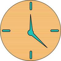 Black line art wall clock in orange and green color. vector