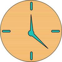 Black line art wall clock in orange and green color. vector