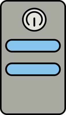 Blue and Gray CPU Icon in Flat Style.