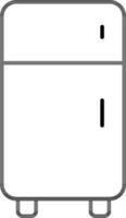 Double door refrigerator icon in black line art. vector