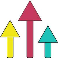 Arrows in yellow, pink and green color. vector