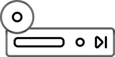 Line art CD or DVD player icon in flat style. vector
