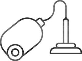 Vacuum cleaner icon in black line art. vector