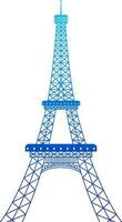 Eiffel Tower Monument in Blue Line Art. vector