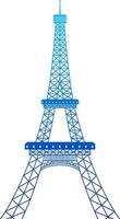 Eiffel Tower Monument in Blue Line Art. vector