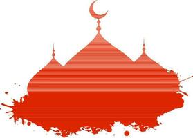 Red Silhouette Mosque with Splash Effect on White Background. vector