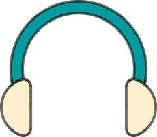 Headphone icon in turquoise and orange color. vector