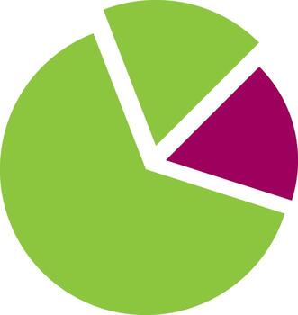 Pie chart in colors and flat style on white background. vector