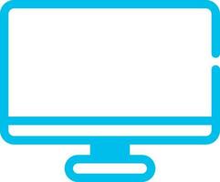 Small tv of outline in sky color on white background. vector