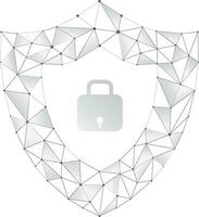 Blockchain style of shield with lock sign in illustration. vector